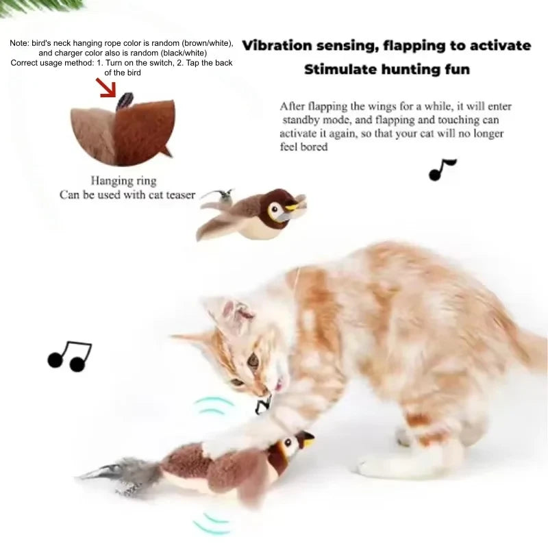 Juguete Interactivo Pájaro de Peluche para Gatos