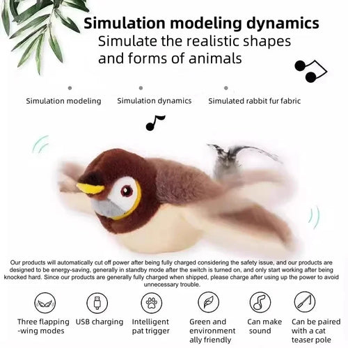 Juguete Interactivo Pájaro de Peluche para Gatos